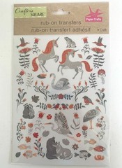 Crafter’s Square Rub-on Transfers UNICORNS SWAN FLOWERS RACCOONS CRANE