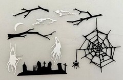 Tim Holtz Halloween Vault Die Cuts * Fright Night * 3 Sets * Black and White