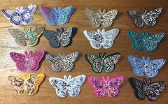 FANCY BUTTERFLY Pre-Made Die-Cuts (3pc)Victorian•Steampunk•Filagree •Glittered••