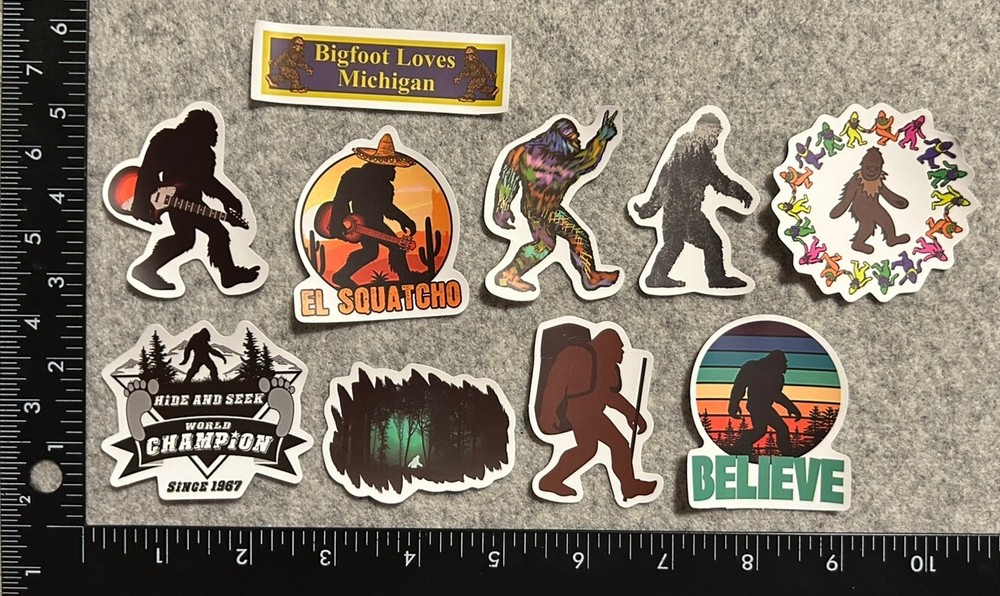 Lot of 10 Assorted Outdoor Sasquatch Yeti Swamp Ape Believe Stickers