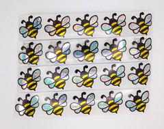 30 Yellow Black Silver Foil Bee Stickers/Scrapbooking/Crafts/Journals/Planner/1″