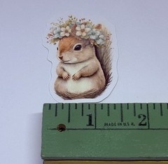 Cute Squirrel Animal Love Sticker Vinyl Decal Journal Wall Art Floral Crown Tc6