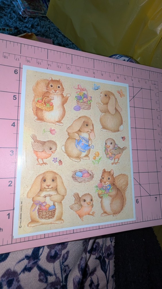 Vintage Hallmark Stickers Bunny Squirrel Robin Bird Spring 1 Sheet