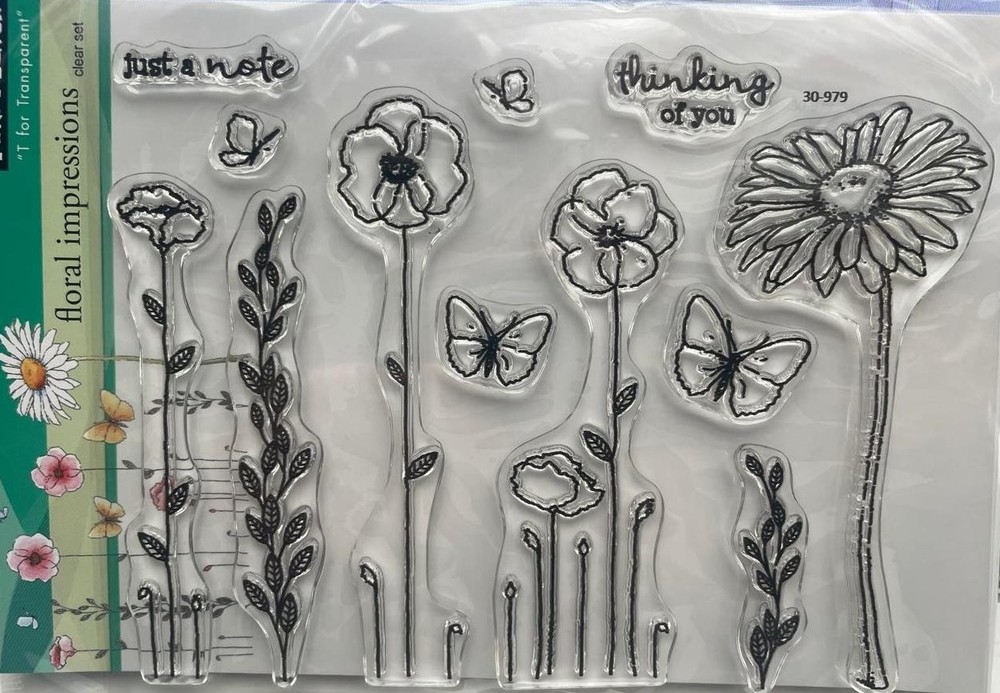New Penny Black Rubber Stamp flowers FLORAL IMPRESSIONS SET free USA ship