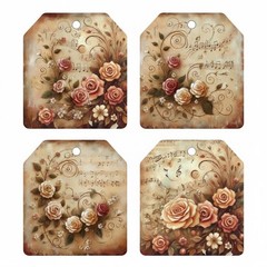 Floral Music Tags Junk Journal Scrapbook Choose A Set