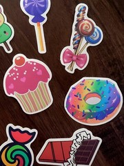 STICKERS x 10 Candy Bon Bons Cupcake Donut Chocolate Lollipop CAN3
