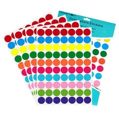 10 Colored Dot Stickers, 0.75 inch Round Circle Sticker Label Polka Dot Stick…