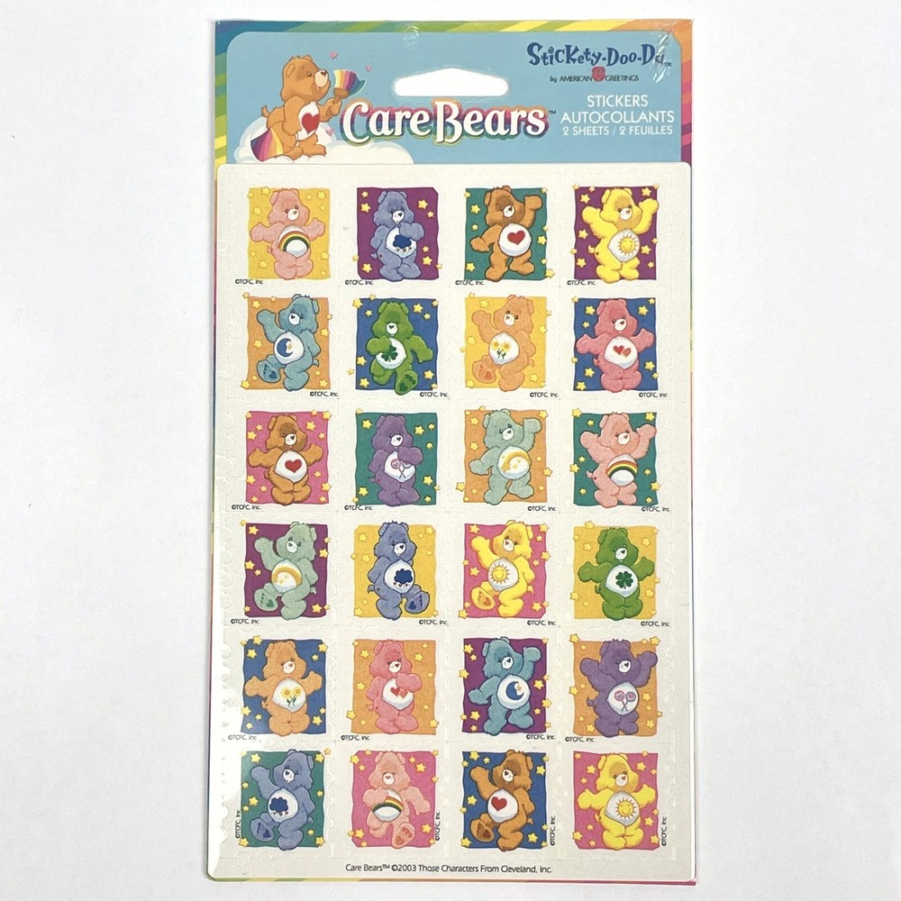 NEW 2004 Stickety Doo Da CARE BEAR American Greetings Stickers 2 Sheets
