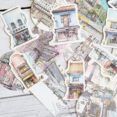 45PCS Asian Building Stickers – Kawaii Stationery Scrapbooking Diary Stickers