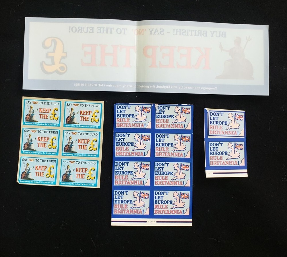 16 «Don’t Let Europe Rule Britannia», «Say ‘No» to the Euro» Souvenir Stickers