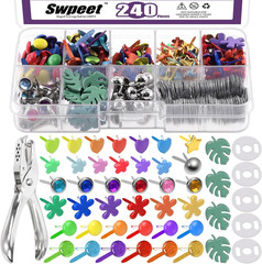 240 Sets 9 Styles and 5 Sizes Multicolor Split Pins Mini Brads Metal Brad with H