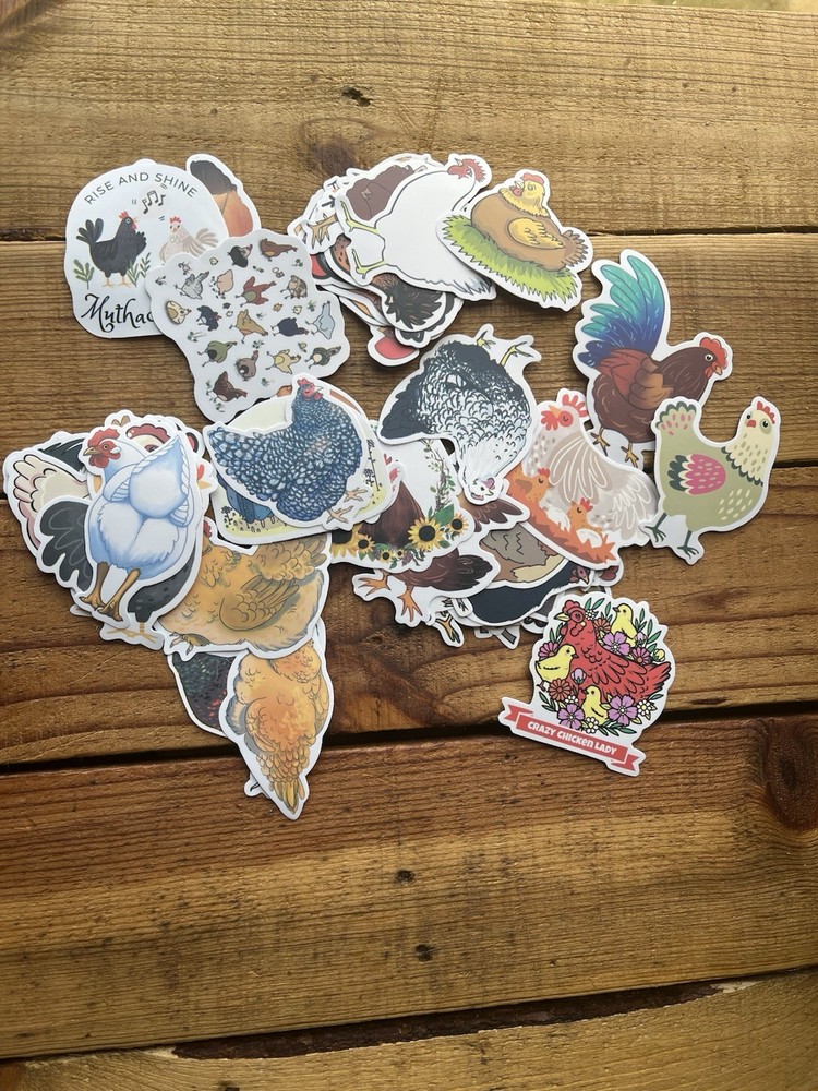 50 Count Assorted Chicken Stickers Pack for Kids Adults