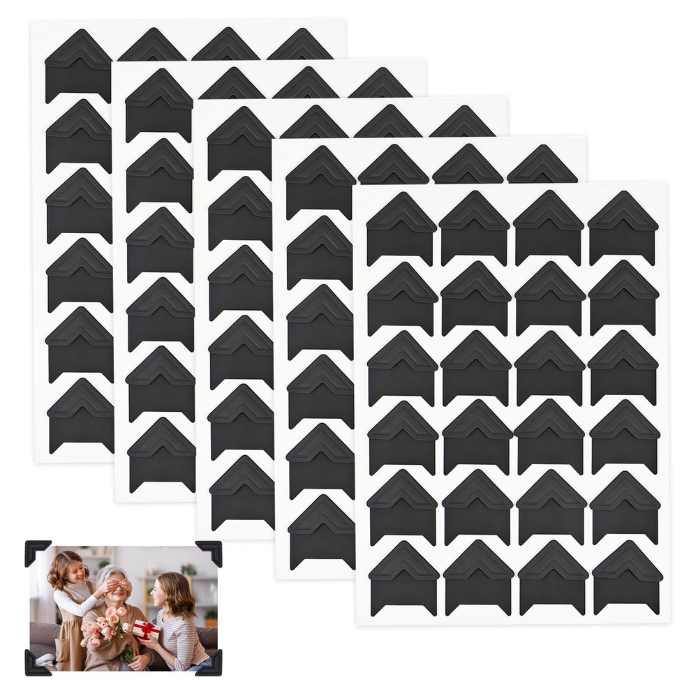 120 PCS Self Adhesive Black Photo Corners for Scrapbook Mounting DIY