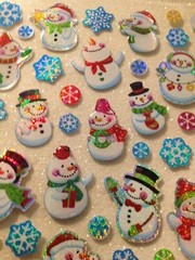 CHRISTMAS PAPER CRAFTS SNOWMEN WITH SNOWFLAKES EPOXY FOIL STICKERS