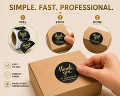 Thank You Stickers, 2 Inch, 500 Pcs, Black & Gold | Small Business, Round