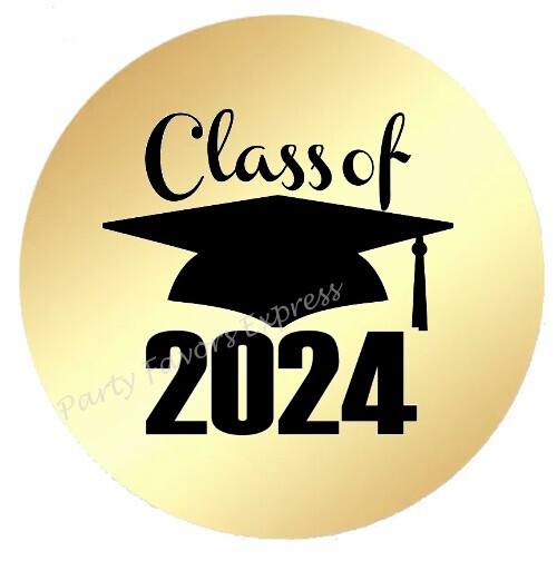 CLASS OF 2024 GRADUATION GOLD FOIL ENVELOPE SEALS LABELS STICKERS PARTY FAVORS