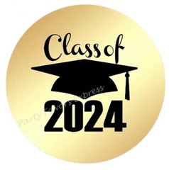 CLASS OF 2024 GRADUATION GOLD FOIL ENVELOPE SEALS LABELS STICKERS PARTY FAVORS