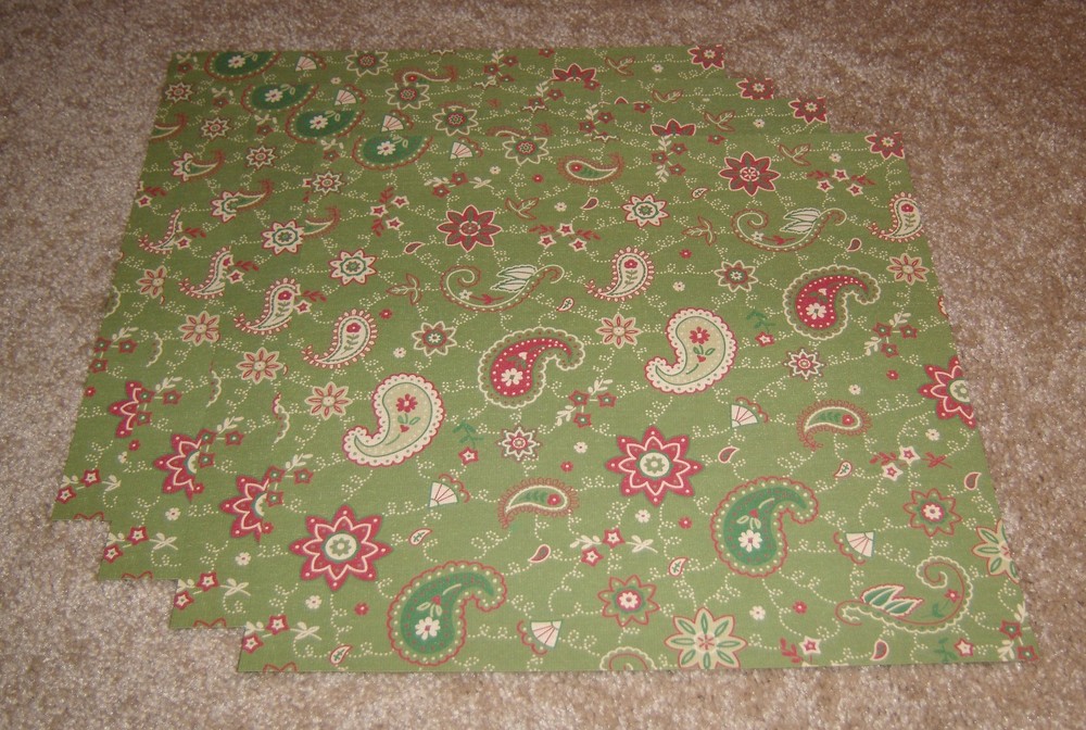 Flair Christmas Toile Vintage Look Scrapbook Paper(4)….Holiday Green Paisley