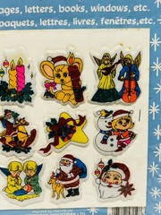 Vintage Alderbrook Christmas Glitter Puffy Stick on Stickers 12 Retro Stickers