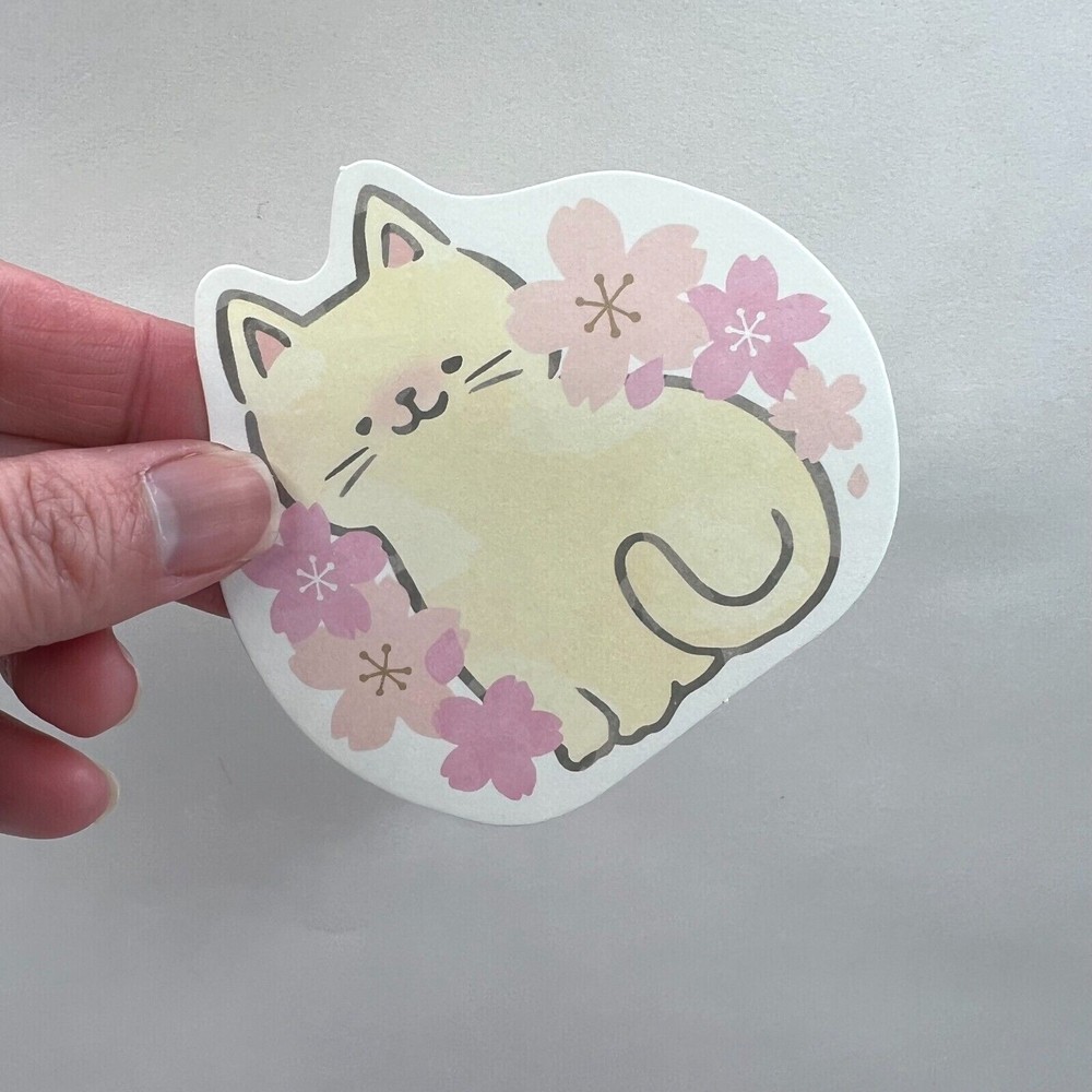Sakura Cat Cherry Blossom Memo Note Sheets Cute Kawaii Scrapbooking Planners