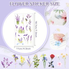 160Pcs Natural Flower Stickers for Scrapbooking,Self-Adhesive Transparent Flo…