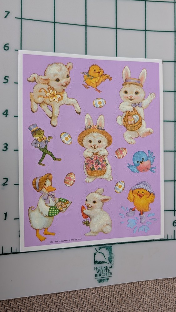 Vintage Hallmark Stickers Easter Lamb Frog Chick Goose Cute Animals 1 Sheet