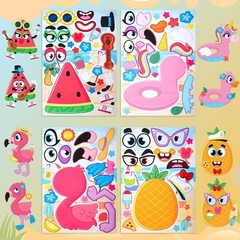 36 Pcs 9″x6″ Summer Make a face Stickers for Kids, Make Your Own Hawaii Pool …