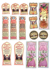 Vintage Diana Dr Lynas & Other Small Beauty PAPER LABEL Floral Gilt Trim