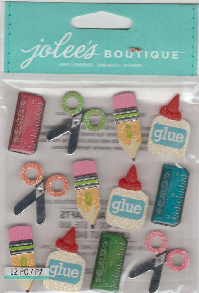 Jolees Boutique » SCHOOL SUPPLIES REPEATS» SCRAPBOOKING STICKERS-12pcs.