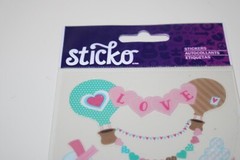 Sticko Autocollant Vellum Love Birds Hot Air Balloons Hearts XOXO Scrapbooking