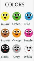 Educational Colors Sticker Sheet Yellow Green Blue Purple Pink Vinyl Decals