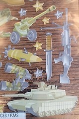 US Amy Military Uniform Boots Helmet Tank Gun Knife Star Tickets Stickers Crafts