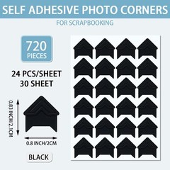 Pajean 720 Pieces Photo Corners Self Adhesive Black Photo Corners for Scrapbo…