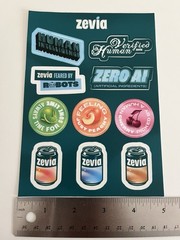 Zevia Soda Promotional Sticker Sheet 5×7” Human Intelligence Verified Human