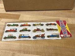 Vintage 1980s Puffy Stickers Sheet NOS NEW Vinyl Stick On Early 1900s Cars Japan