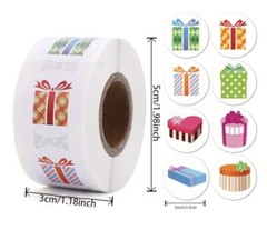 500 pc Sticker Seal Roll ADORABLE Presents Gift box Package #A NEW Self Adhesive