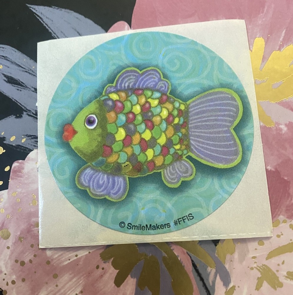 Vintage SmileMakers Crafty Fish Sticker Mod 2.5” Inches