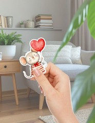 Cute Valentines Mouse Die Cut Vinyl Stickers Set Scrapbooking Laptop Waterbottle