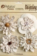 Printed 4 WHITE Wild Blossoms Pack DAISIES 55-60cm Across Darjeeling Petaloo I