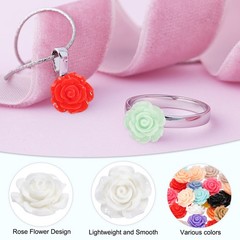 20mm Rose Flower Resin Cabochon, 30 Pcs Mini Rose Flower Resin, White