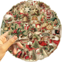 50PCS Christmas Theme Stickers, Non-Repeating Vinyl Waterproof Vintage Christmas