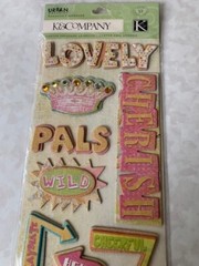 K&COMPANY CHIPBOARD ADHESIVE URBAN RHAPSODY WORDS 13PCS
