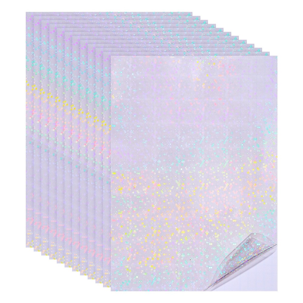 12x8in Holographic Laminate Sheets 12Pcs Sticker Paper Circle Pattern