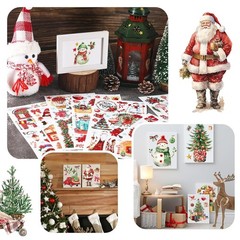 Rustic Christmas Rub on Transfers 12 Sheets Furniture Craft Decorative