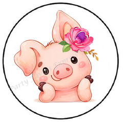 30 ADORABLE WATERCOLOR PIG ENVELOPE SEALS LABELS STICKERS PARTY FAVORS 1.5″