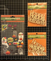 Hobby Lobby HALLOWEEN CRAFTS Wooden Words & Puffy Stickers LOT of 6