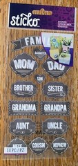 Sticko Chalk Label Family Mom Dad Sister Brother Grandma Grandpa Aunt Uncle Titl