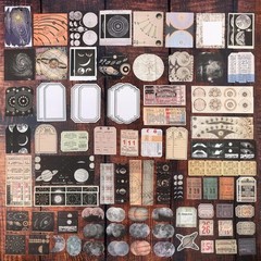 200pcs Vintage Celestial Journal Supplies – Scrapbooking Paper & Stickers Kit