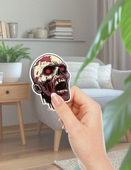Zombie Head Die Cut Vinyl Stickers Set Scrapbooking Laptop Waterbottle