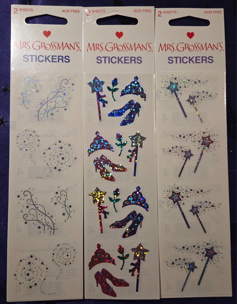 Vintage 2003 Mrs. Grossman’s Holographic Fairy Tale Sticker Strips Lot Of 3